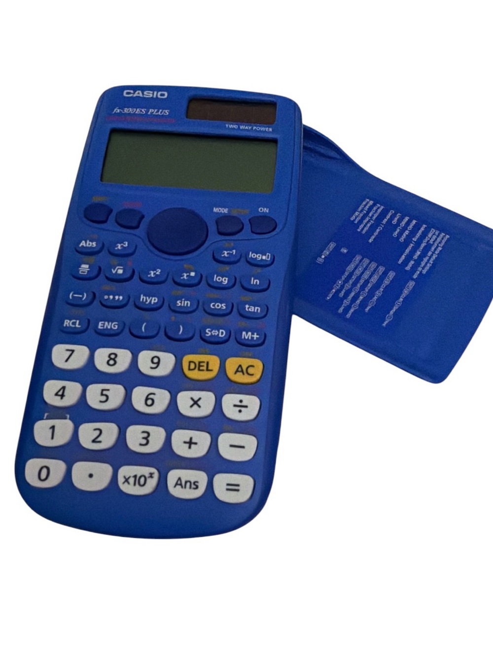 Casio Scientific Calculator in Blue with Yellow Accent
